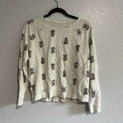 Lucky Brand Womens Terry Floral Pullover Crew Sweatshirt sz S Boho Academia