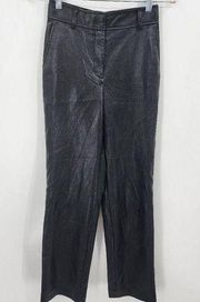 Babaton Aritzia Black Vegan Fuax Leather Women 0 Super High Rise Straught Pants