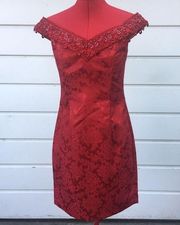 Vintage Jessica McClintock Gunne Sax Red Cocktail Dress - Size 9/10