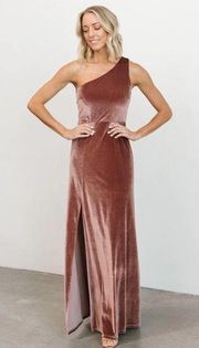 Tatiana Velvet One Shoulder Maxi Dress Rose XS