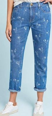 Current/Elliott The Fling Mid-Rise Relaxed Floral Print Straight Jeans