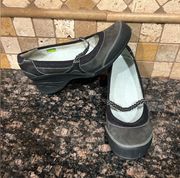 Ahnu Mary Jane Comfort Shoe Women 9 Black Slip On Wedge  Sole Arch Support