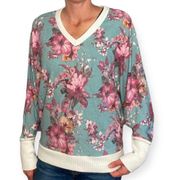 Womens Boutique  Floral Dolman V Neck Sweater - Sz S