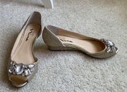 Nina Reeta Gold sparkling bling low wedges size 6