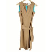 Carolina Herrera Brown Belted Pleated Sleeveless Cocktail Dress Size 6