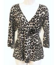 Peck & Peck faux wrap animal print stretchy top