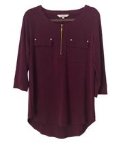 Burgundy High Low Blouse