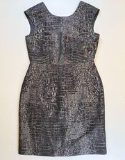 Kenneth Cole Knee Length Sheath Dress Black Gray Silver Pockets Sz 4 Small