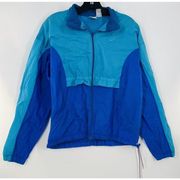 Nike Vintage  Jacket Womens Blue Full Zip Rain Jacket Swoosh‎ Logo Nylon 90s