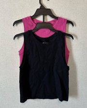 Two Pink Rose ribbed form fitted cropped tank tops