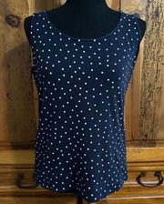 Talbots Shirt Womens Medium Blue Polka Dot Tank Top Sleeveless Vacation Summer