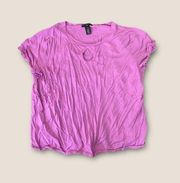 Apostrophe Keyhole Knit Short Sleeve Top Lilac 24W-26W