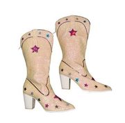 YRU Space Cowgirl Boots White Pink Star Sparkly Barbie Boots Size 8