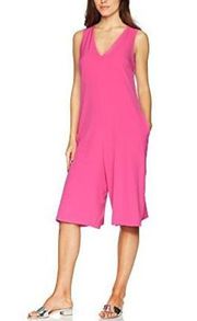 Nicole Miller NY V-Neck Cropped Jumpsuit Pink