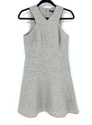 Tibi Dress Women's Size 4 Fit & Flare Snakeskin Textured Sleeveless Gray