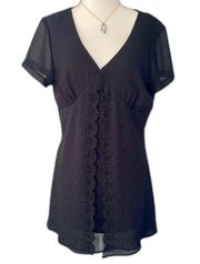 Metaphor Whimsygoth beaded semi sheer open front babydoll top blouse