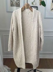 POL Vanilla Light Beige Long Nubby Cardigan Sweater L