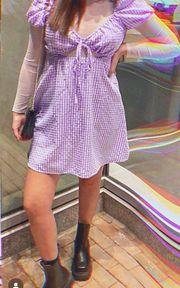 Purple Gingham Mini Dress