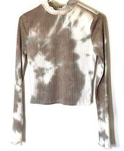 Hyfve Tie Dye Mock Neck Ribbed Crop Long Sleeve Size Small