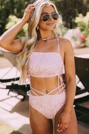 Animal Ruched Bikini Top And Bottom