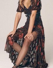 brown boho floral maxi dress