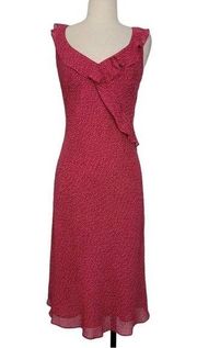 Ann Taylor Silk Y2K Dress Flounce Romantic Slip Feminine Pink Size 6