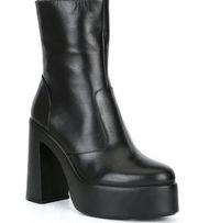 GB Gianni Bini Levi Tate Leather Platform Boot in Black Mid Calf Size 8 New