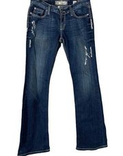 BKE Denim Women's Madison Distressed Flare Jeans - Size 29L - Contrast Stitching