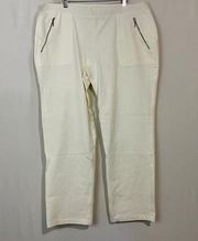 Susan Graver Weekend Women's Capri Pants Zipped Pockets Cream Size XL NWT