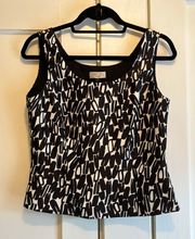 | Black & White Patterned Professional Tank Top Side Zipper Petite 8 P8