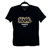 Karl Lagerfeld Paris Black Graphic Logo Short Sleeve T-Shirt Oversized XS