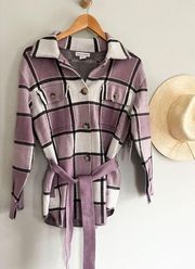 Cupcakes and Cashmere | NWT | Plaid Shirt Jacket Shacket | Purple | Sz XS