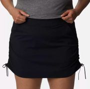 Columbia Anytime Casual Skort Mini Mid Rise Side Ruched Straight Stretch Black L