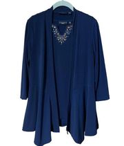 Susan Graver Liquid Knit Blue Cardigan and Embellished Tank Set Small