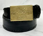 DKNY Vintage Black Genuine Leather Laced Western Style Belt Size Small S Womens