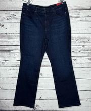 Talbots NWT Size 14P Dark Blue Denim High Waist Curvy Barely Boot Jeans