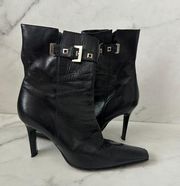 CASADEI Vintage Black Leather Buckle Boots Sz 7.5