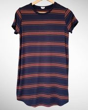 GARAGE‎ T-Shirt Dress Striped Navy Red Mini Sporty