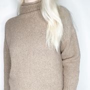 | Solid Color Cowl Neck Turtleneck Knit Sweater Top