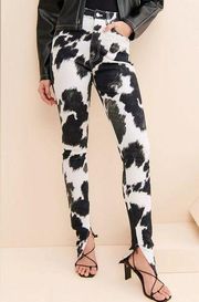 WeWoreWhat Cow Print Stiletto Slit Jeans 27