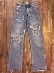 Zara Distressed high rise jeans