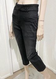 ZARA  High Waist Stretch Black Capri Denim Jeans 8