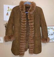 Neiman Marcus fur leather coat cuir