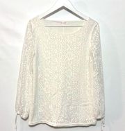 LC Lauren Conrad White floral lace tied sleeves