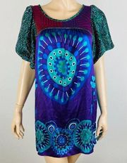 Custo Barcelona Mixed Media Patchwork Art To Wear Women's 1 = XS Silk Dress