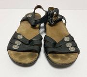 Dansko Jess Ankle Strap Black Leather Sandal