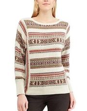 Ralph Lauren CHAPS Multicolor Fair Isle Stripe Sweater Large Cotton Linen
