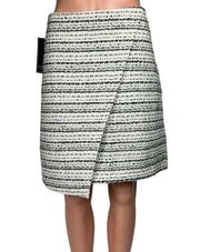 Bagatelle NWT White Black Tweed Striped Asymmetric Pencil Straight Wrap Skirt L