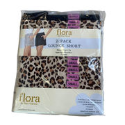 Flora Nikrooz Shorts Womens Small 2-Pack Black Animal Print Lounge NWT