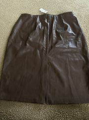 Faux Brown Leather Pencil Skirt